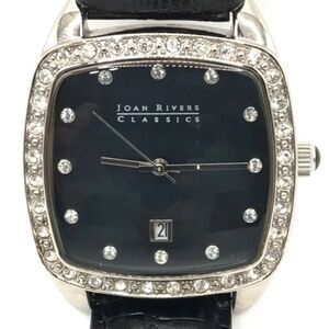 Joan Rivers Classics Watch Black Mother of Pearl Dial Crystal Bling New Battery